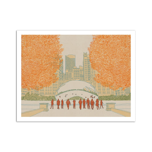 Chicago Bean Line Art 11" x 14" Illustrated Print