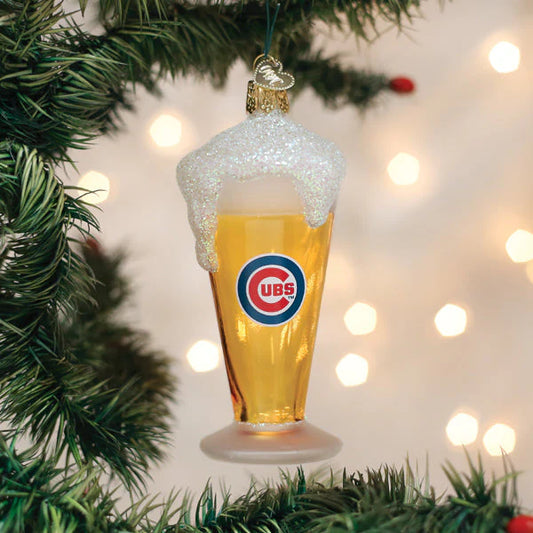 Chicago Cubs Glass of Beer Glass Ornament