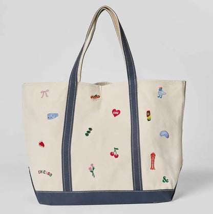 Chicago Icons Embroidered Tote Bag