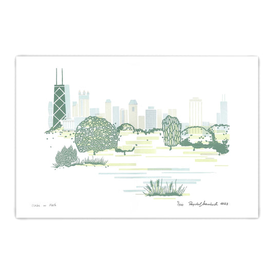 Chicago Urbs in Horto Skyline Letterpress Print