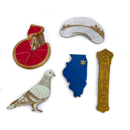 I Went to Chicago Wood Magnet Set (Pack of 5)