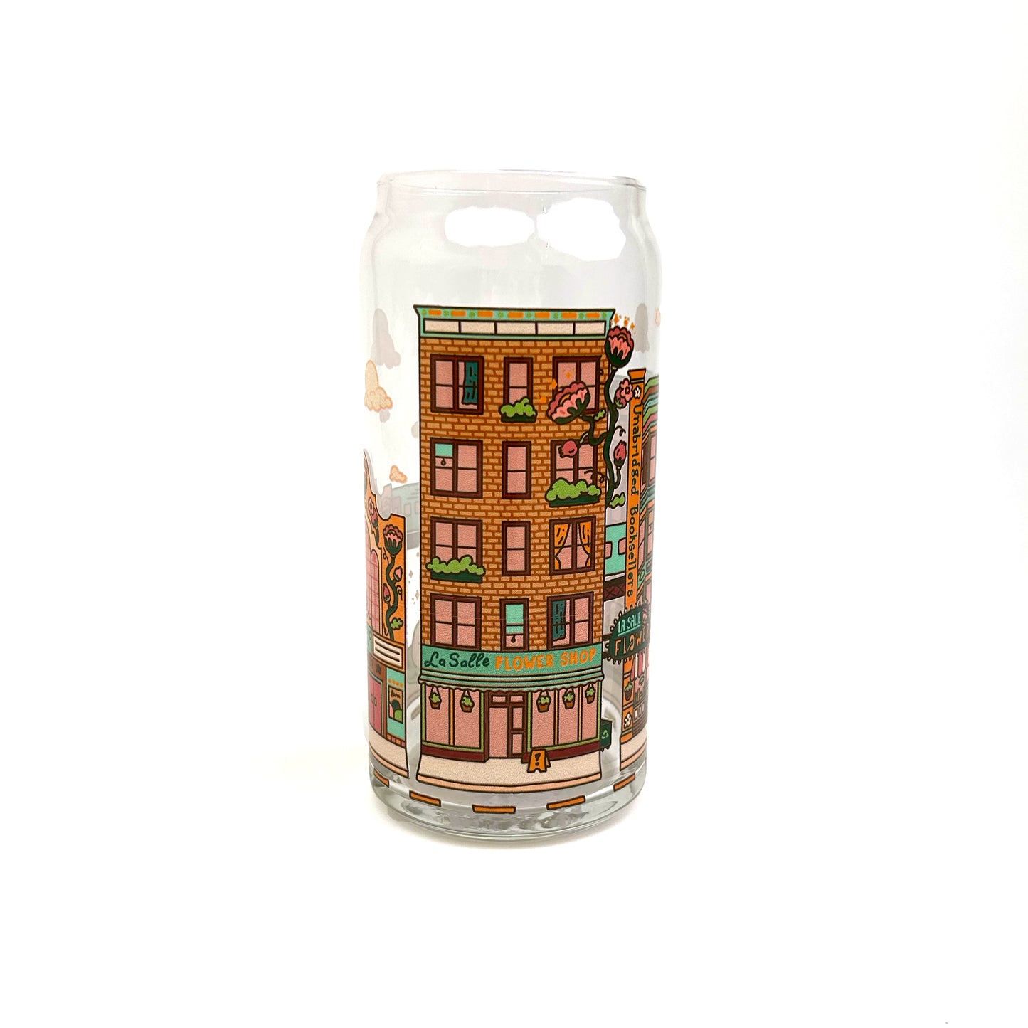 Chicago Neighborhood Scenes 20 oz Can Shaped Glass