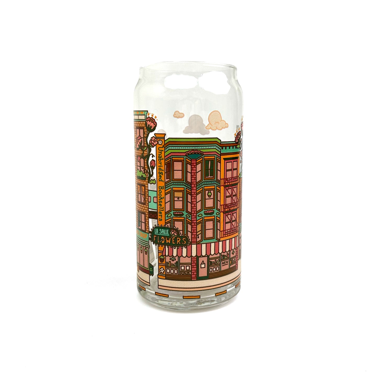 Chicago Neighborhood Scenes 20 oz Can Shaped Glass