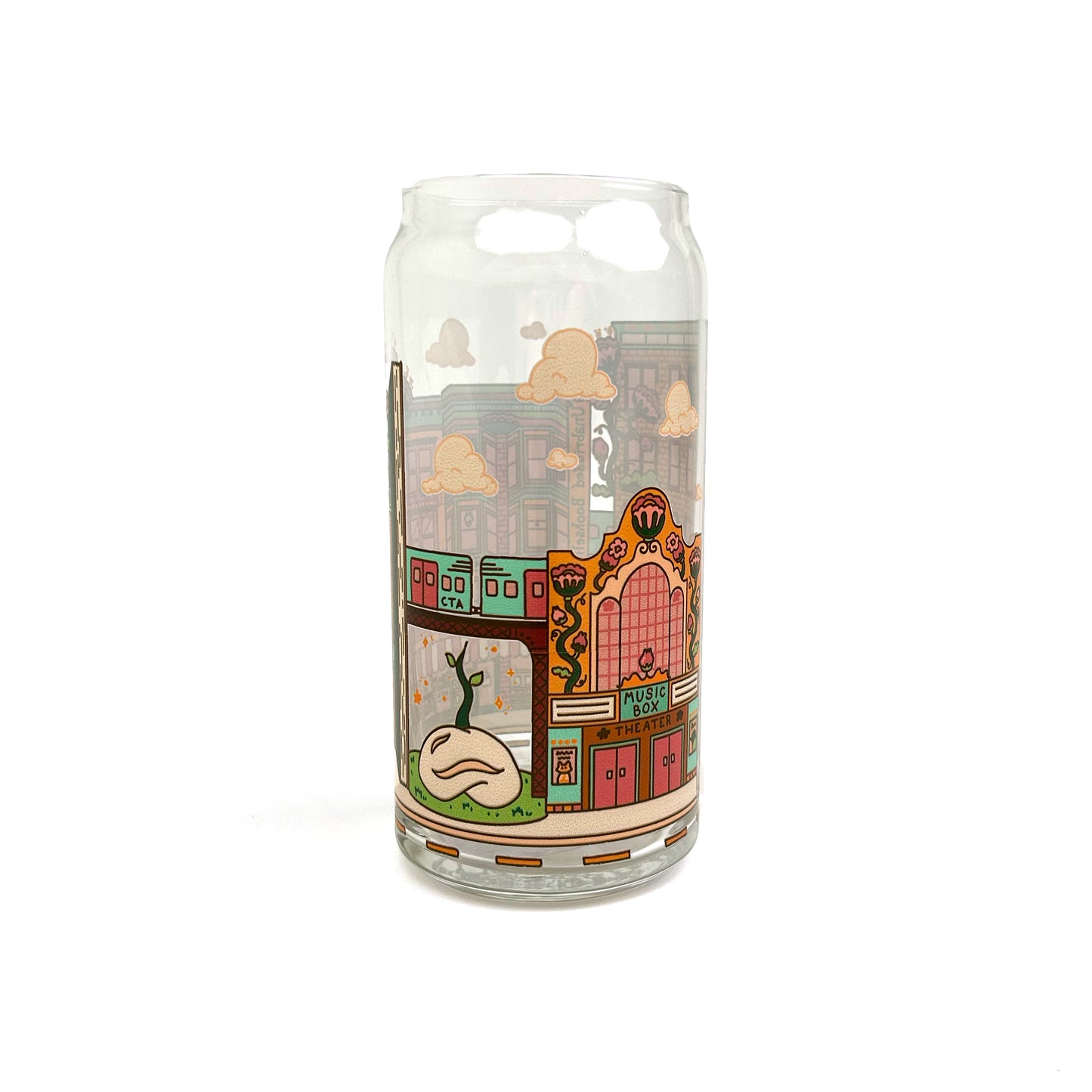 Chicago Neighborhood Scenes 20 oz Can Shaped Glass