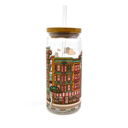 Chicago Neighborhood Scenes 20 oz Can Shaped Glass