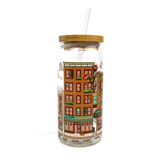 Chicago Neighborhood Scenes 20 oz Can Shaped Glass