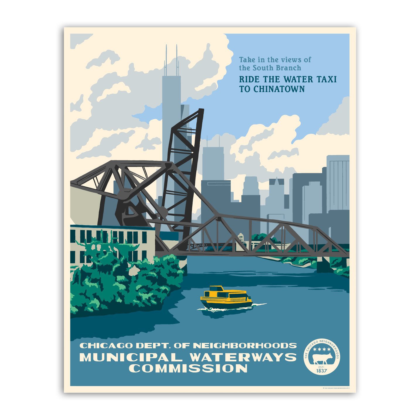 South Branch 16" x 20" Chicago River Tourism Poster