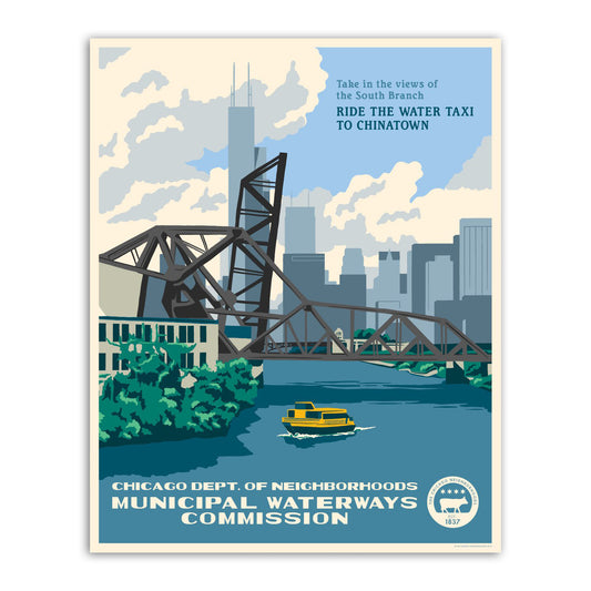 South Branch 16" x 20" Chicago River Tourism Poster