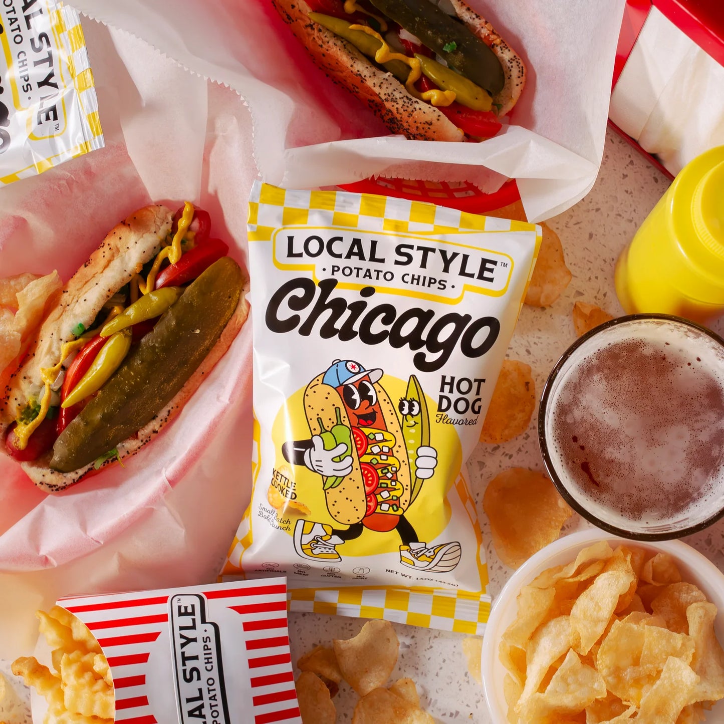 Chicago Style Hot Dog Local Style Potato Chips