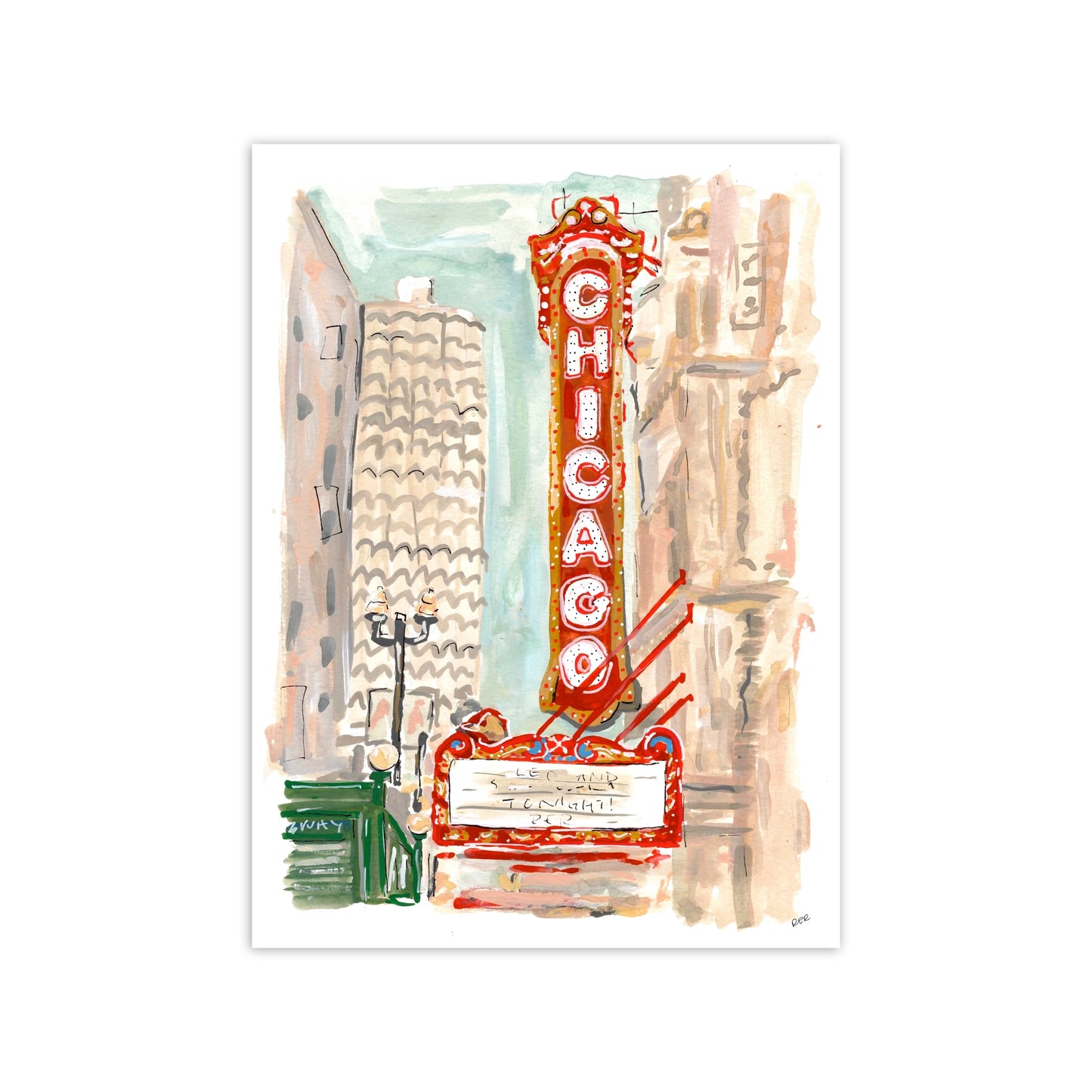 Chicago Theater Illustrated Art Print
