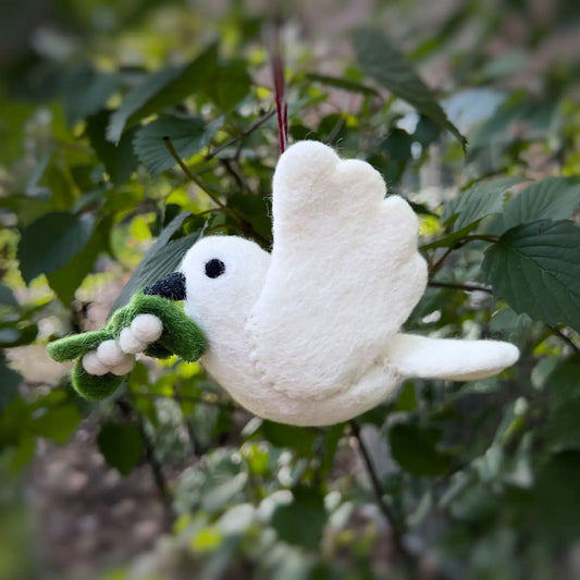 Dove with Olive Branch Knit Wool Ornament