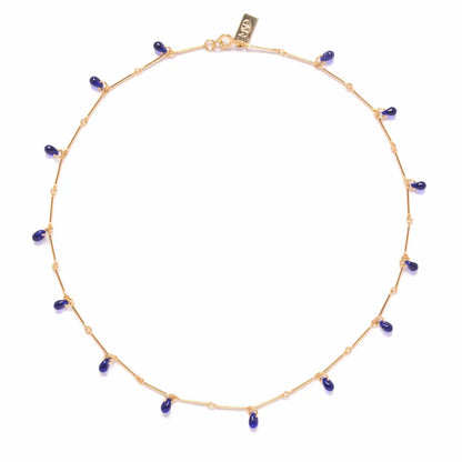 Cobalt Glass Teardrop Fringe 16" Necklace