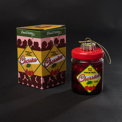 Jar of Cherries Handblown Glass Holiday Ornament