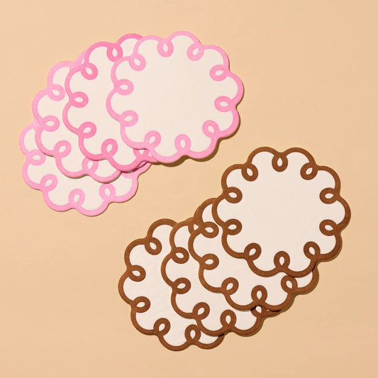 Coquette Scalloped Letterpress Coaster Set (Box of 8)