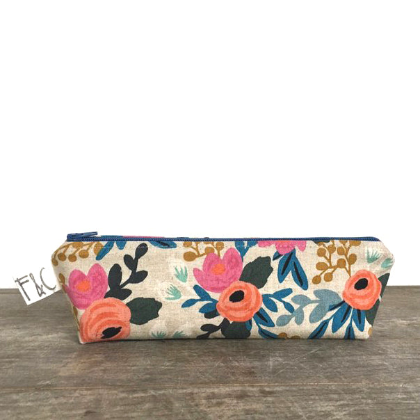 Linen & Cotton Zippered Pencil Case