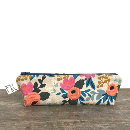 Linen & Cotton Zippered Pencil Case