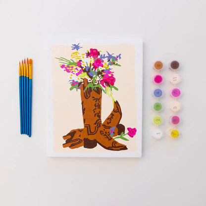 Cowboy Boots & Flowers 8" x 10" Paint By Numbers Kit