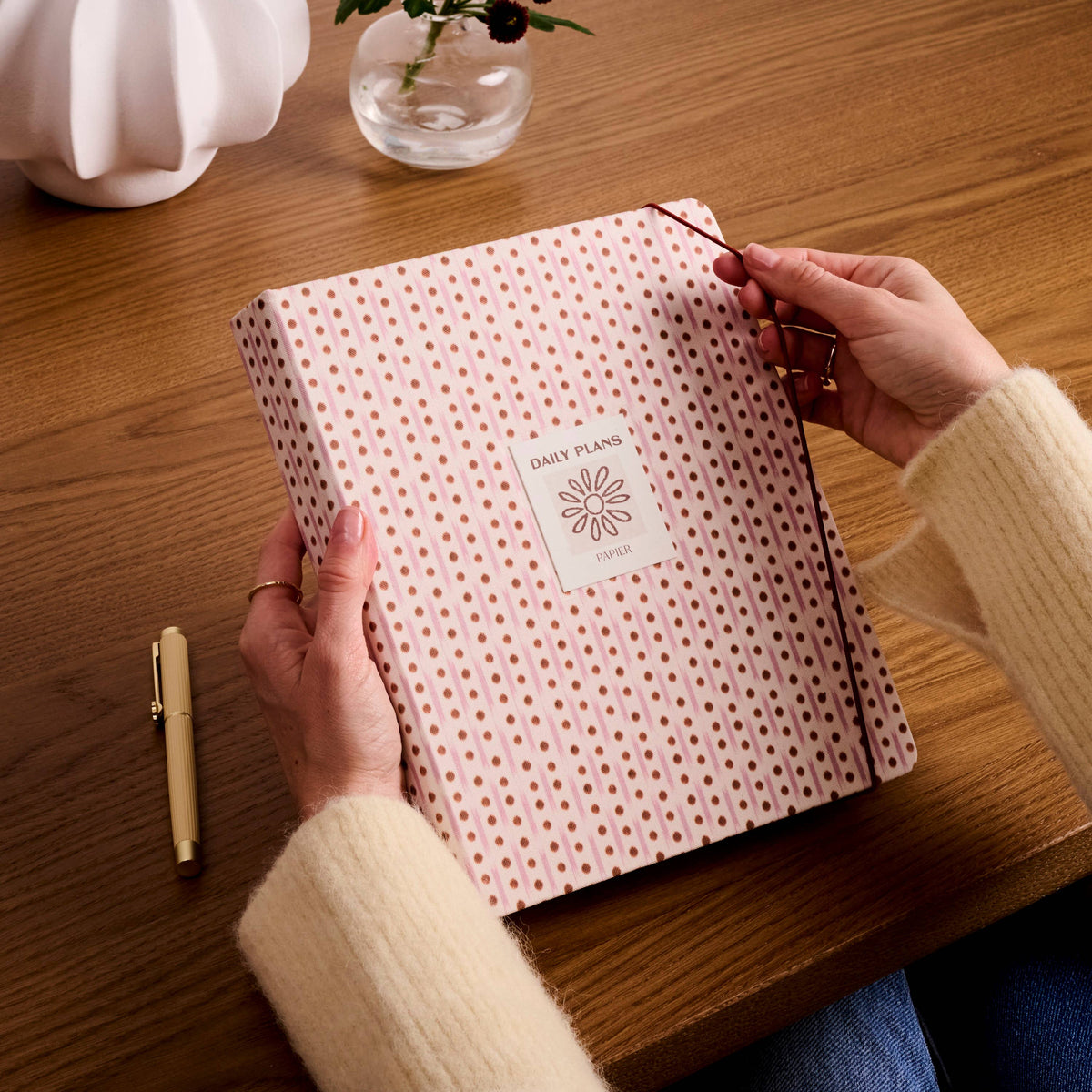 Ikat Stripe Fabric Hardcover Undated Planner