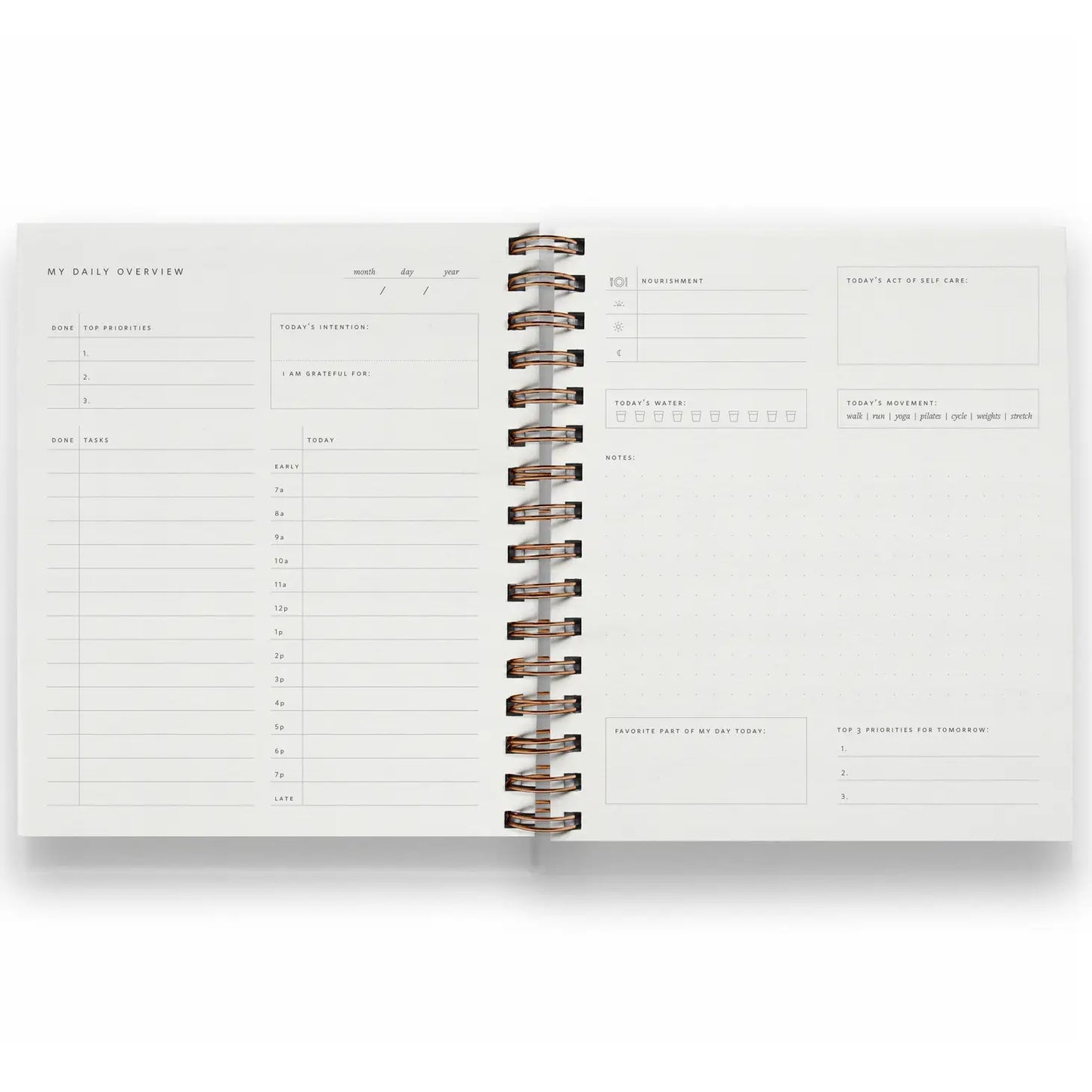 Daily Overview Spiral Bound Planner
