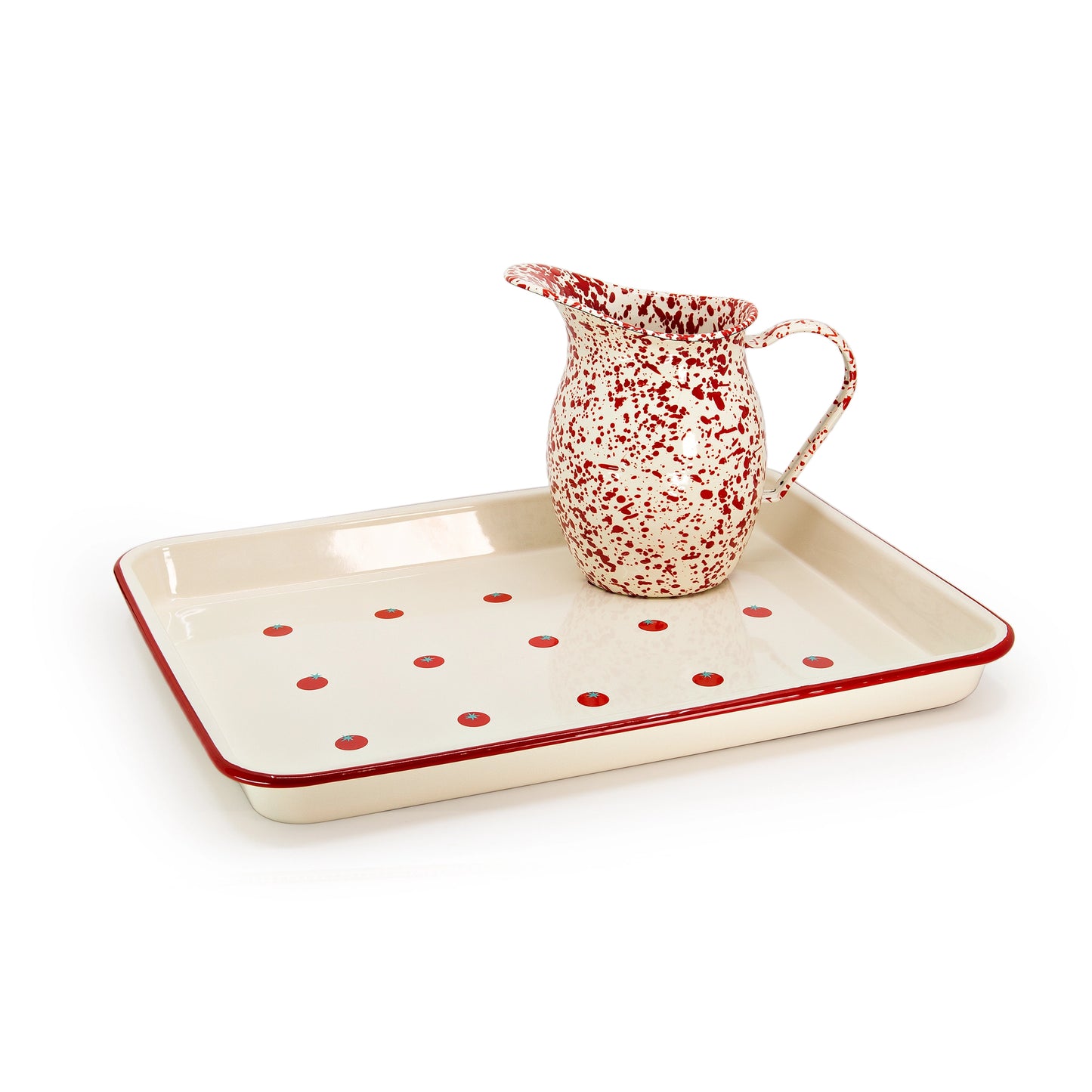 Tomato Enamelware 16" x 12" Large Rectangle Tray