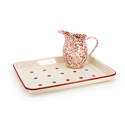 Tomato Enamelware 16" x 12" Large Rectangle Tray