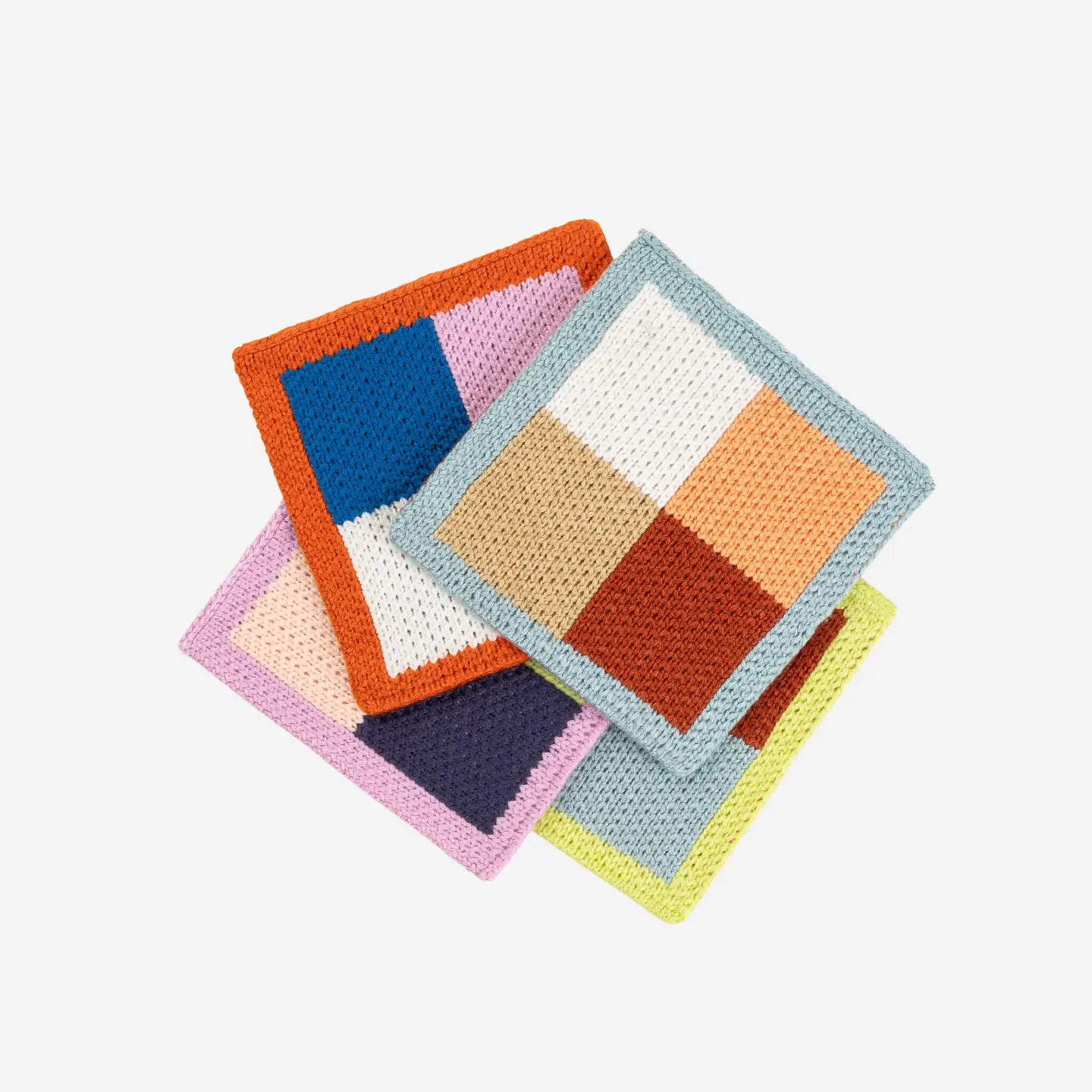 Color Patch Knit Coasters (Set of 4)