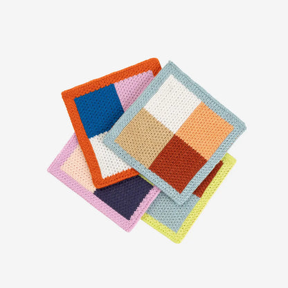 Color Patch Knit Coasters (Set of 4)