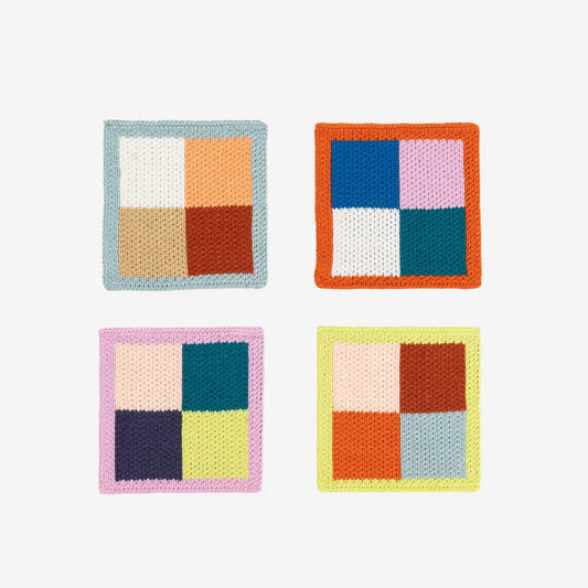 Color Patch Knit Coasters (Set of 4)