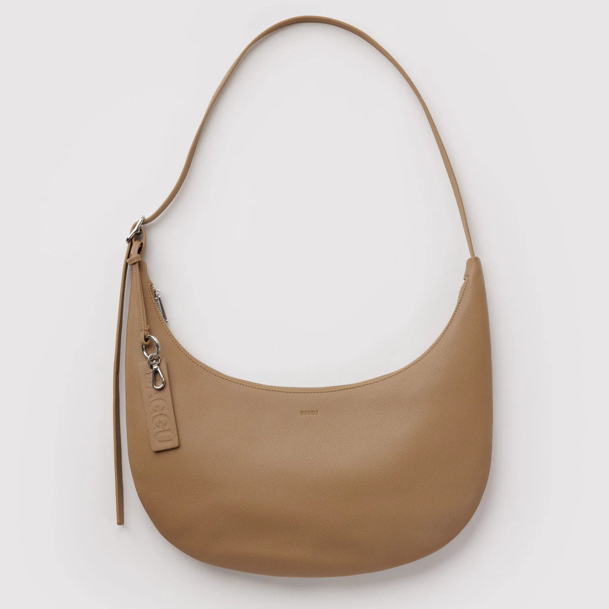 Medium Recycled Leather Flat Crescent Bag