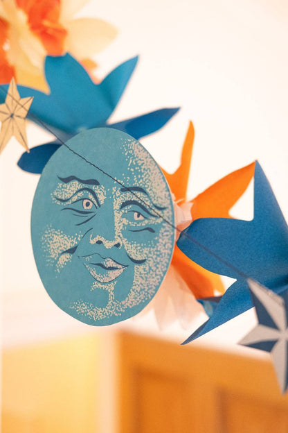 Man on the Moon 9' Screenprinted Paper Garland