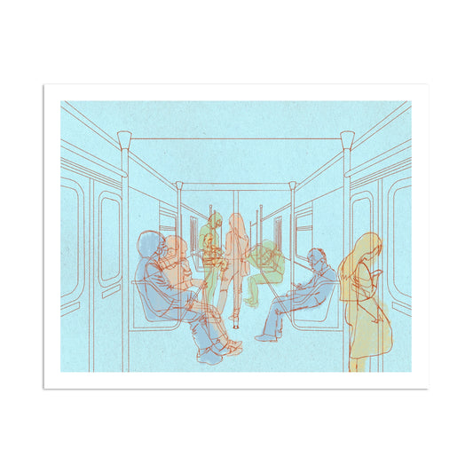 Train Car Interior Line Art 8.5" x 11" Illustrated Print