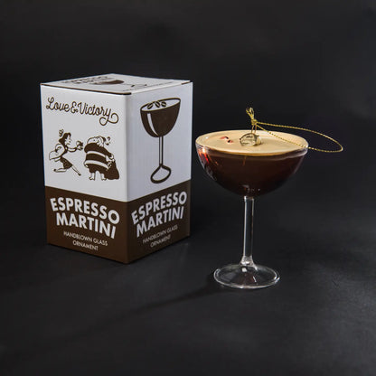 Espresso Maritini Handblown Glass Holiday Ornament