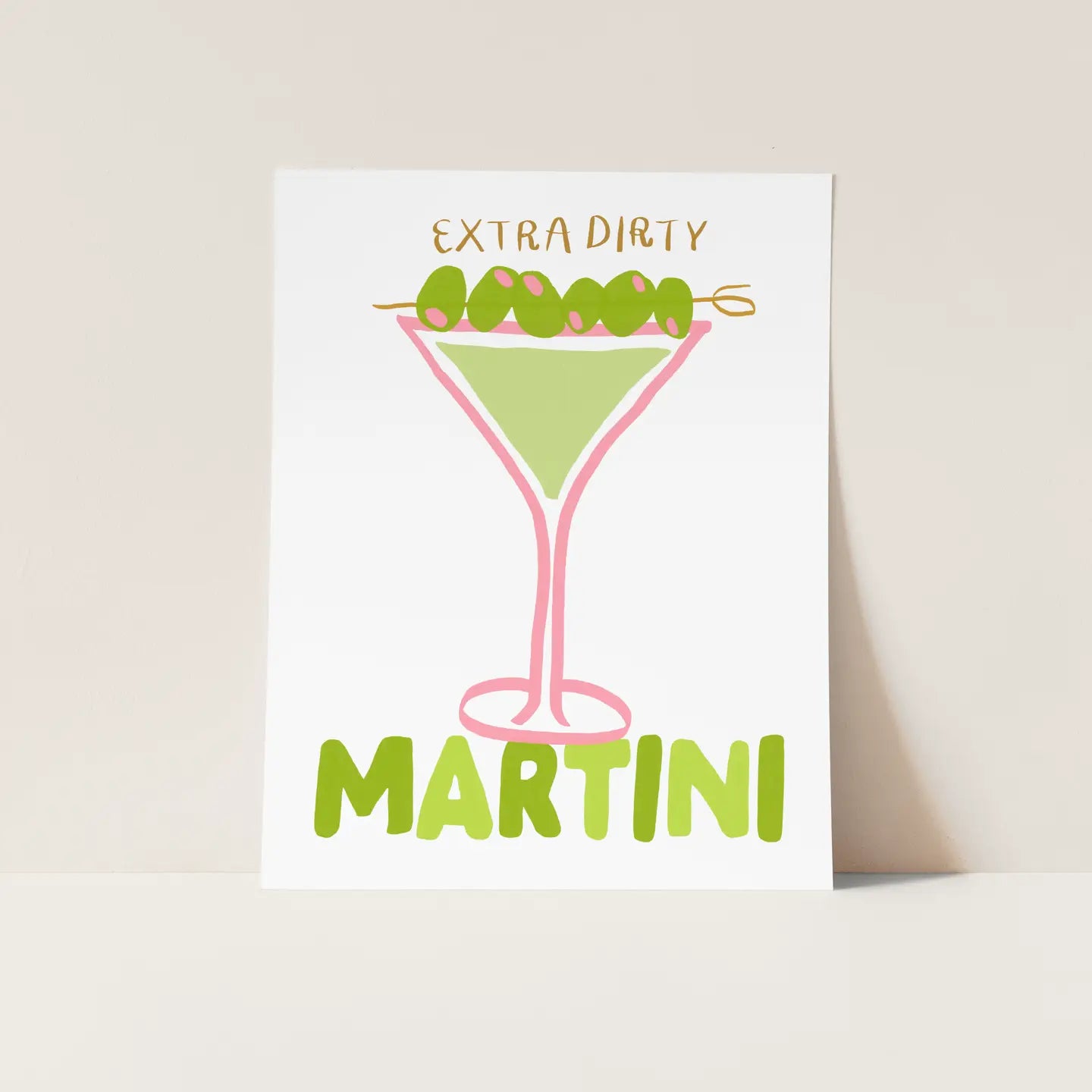 Extra Dirty Martini Cocktail 5" x 7" Print