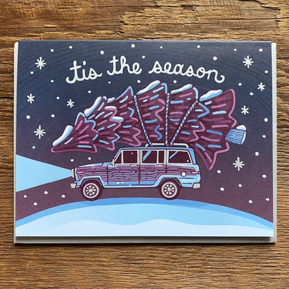 Tis The Season Tree on Car Holiday Greeting Card