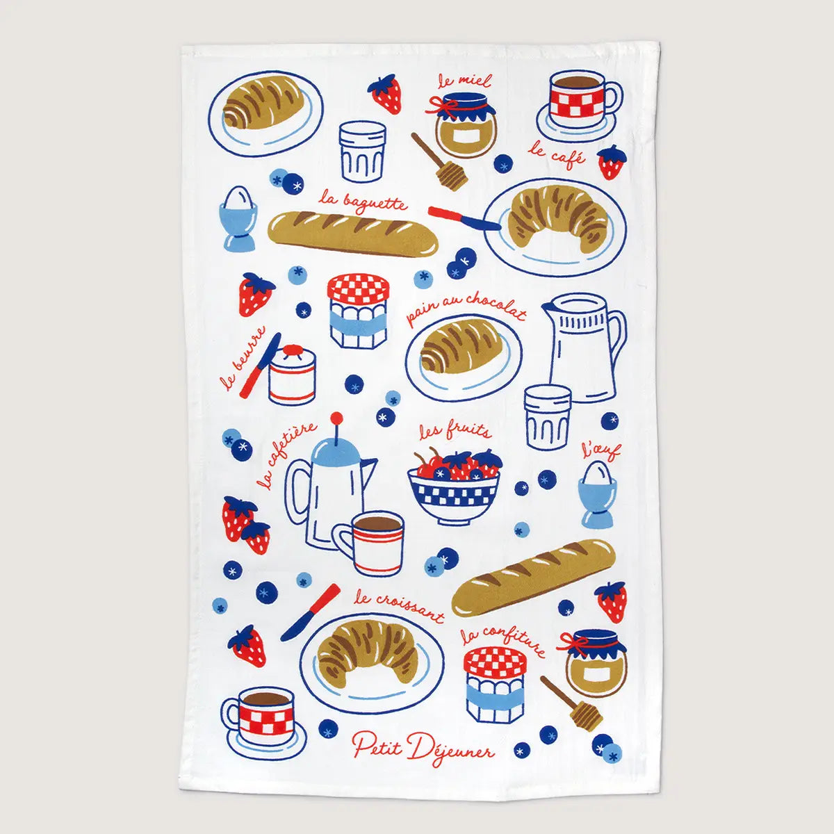 Petit Dejeuner Breakfast Screen Printed Tea Towel