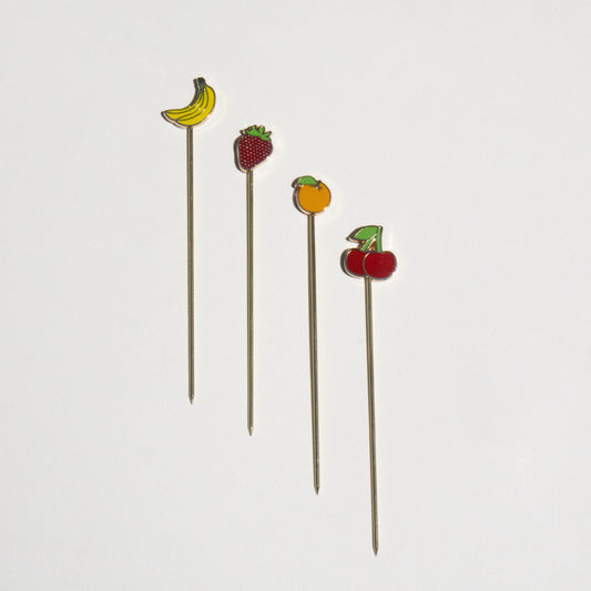 Fruit Themed Enamel Cocktail Picks (Set of 4)