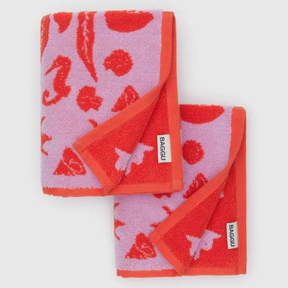 Reversible Terrycloth Hand Towels (Set of 2)