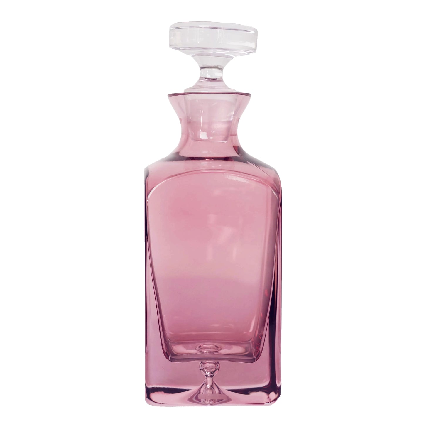Handblown Rose Pink Glass Heritage Decanter