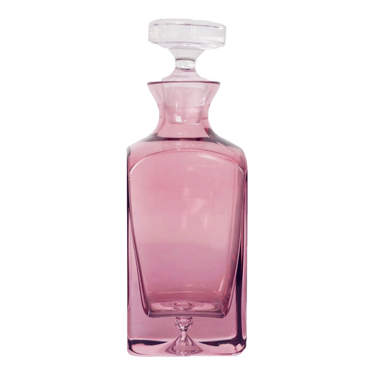 Handblown Rose Pink Glass Heritage Decanter