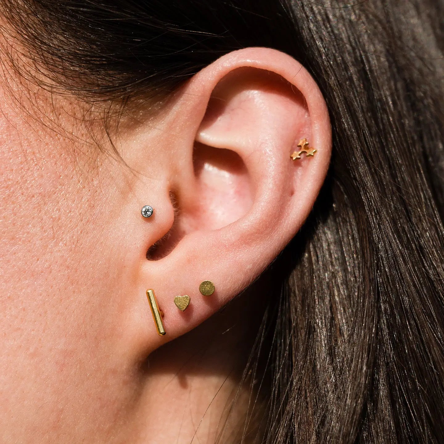 Heart 14k Gold Plated Post Earrings
