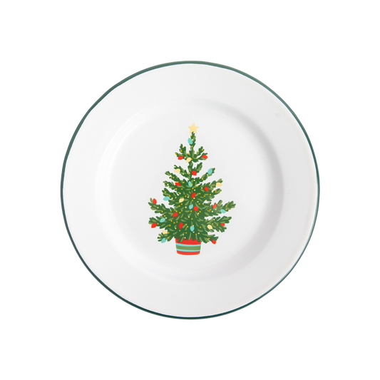 Christmas Tree Enamelware 8" Side Plate