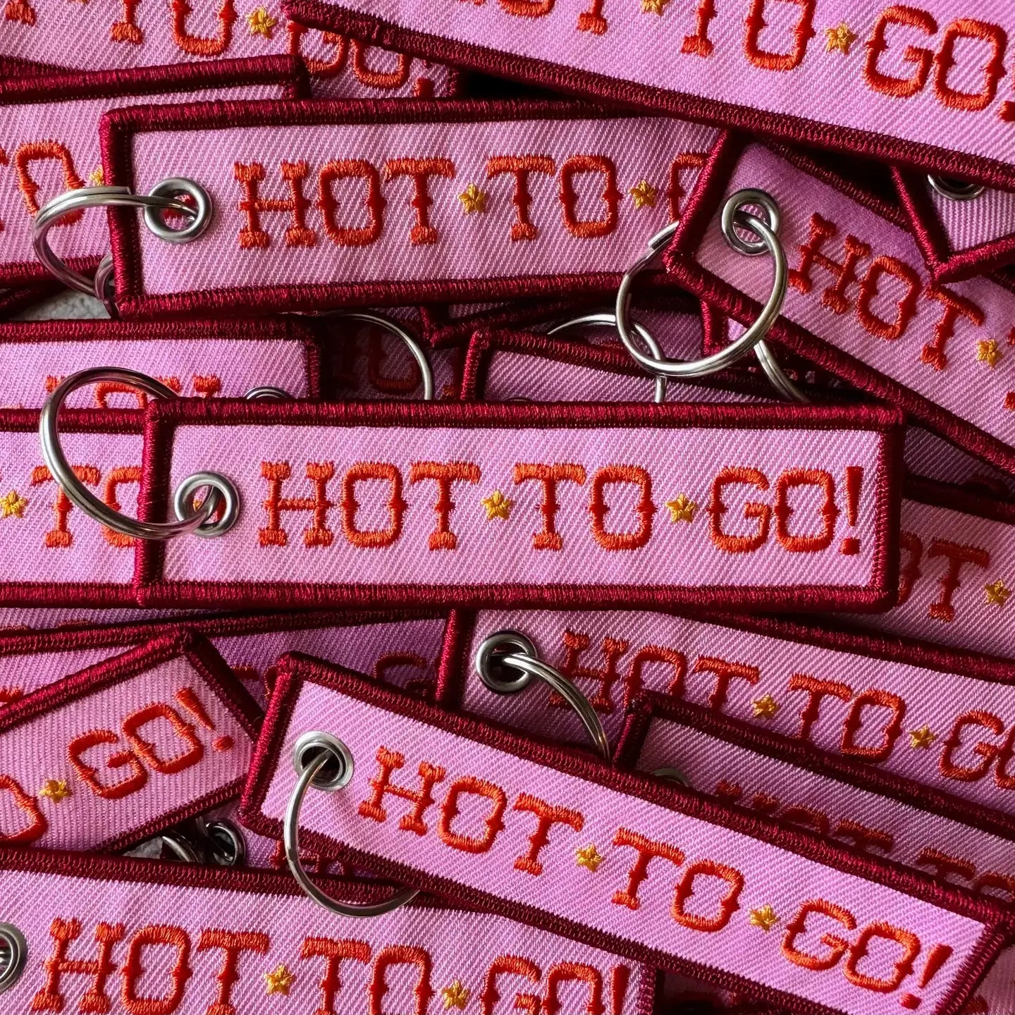 Hot To Go Pink Embroidered Keychain