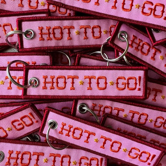Hot To Go Pink Embroidered Keychain