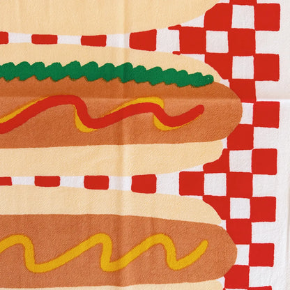 Hot Dog Silkscreened Flour Sack Tea Towel