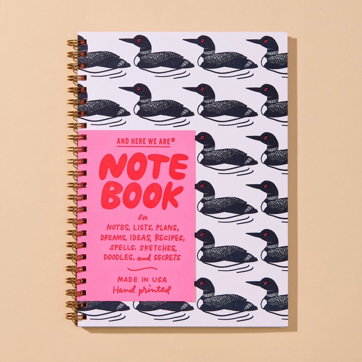 Loon Spiral Bound Letterpress Notebook