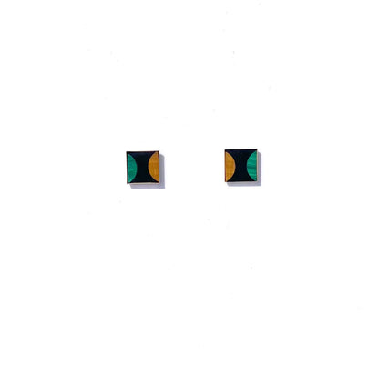 Malachite, Tiger's Eye, and Onyx Square Stud Earrings