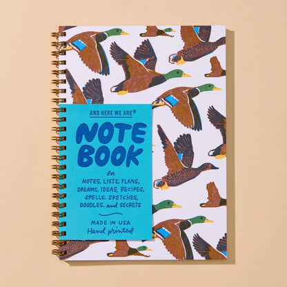 Mallard Duck Spiral Bound Letterpress Notebook