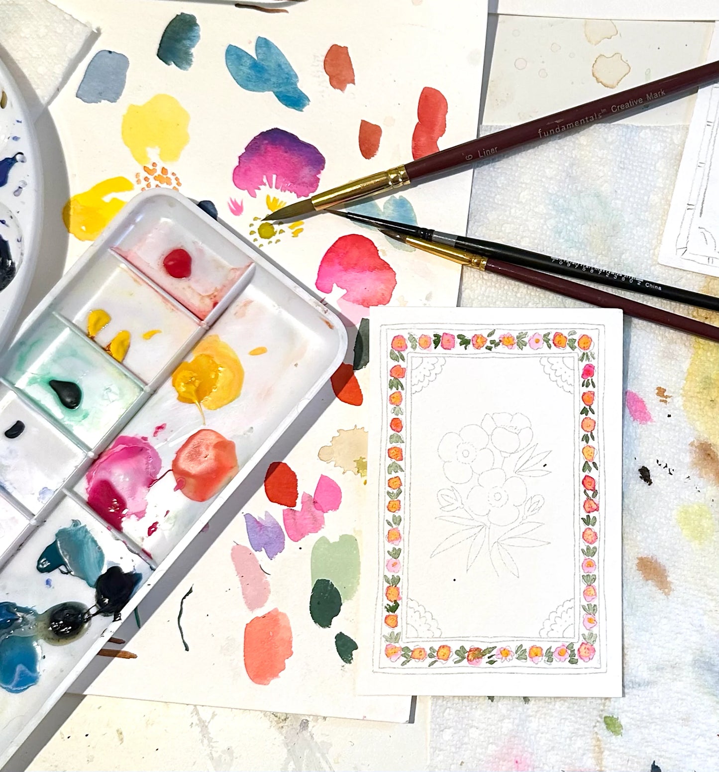 Flowers Mini Watercolor Painting Kit