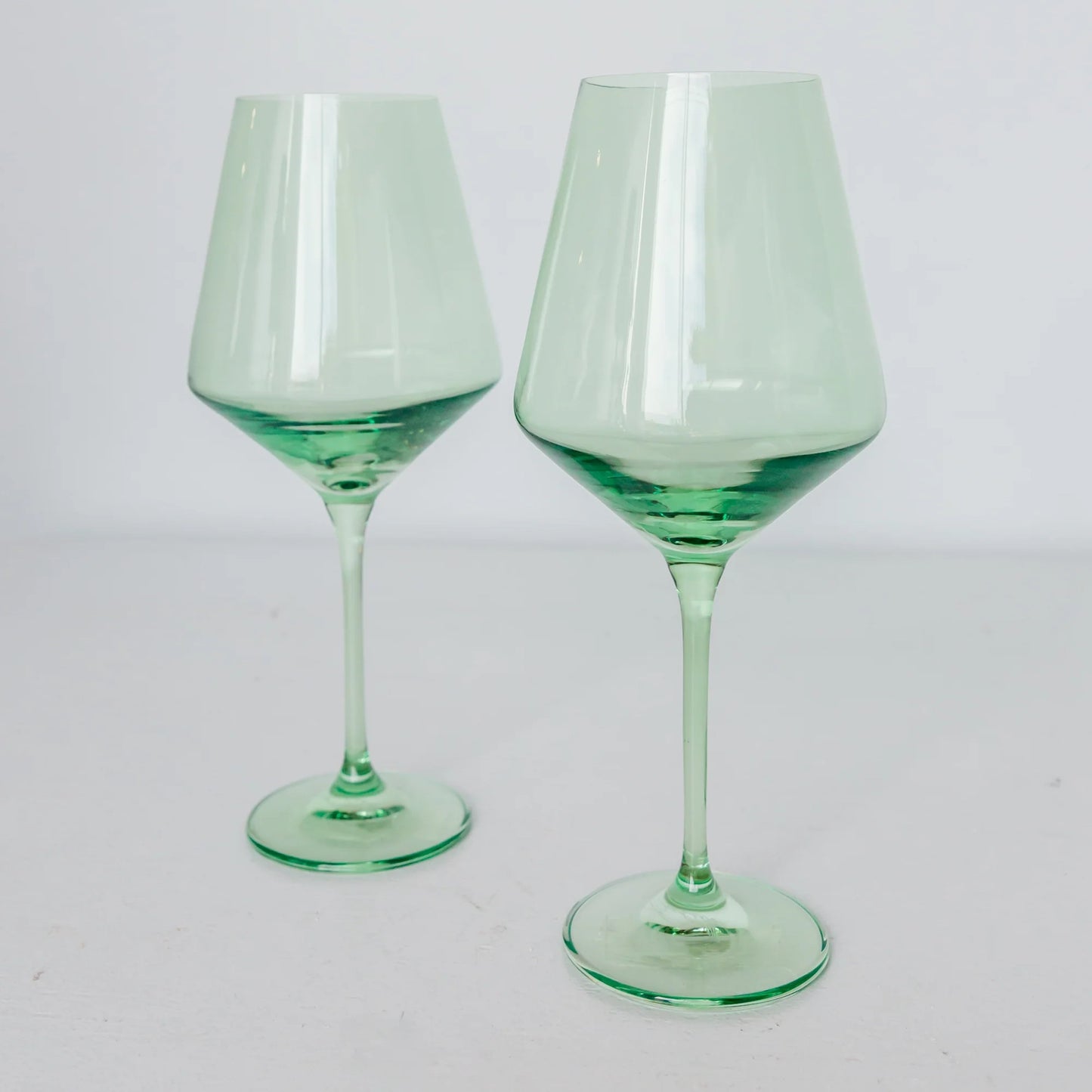 Handblown Mint Green Colored Wine Glass