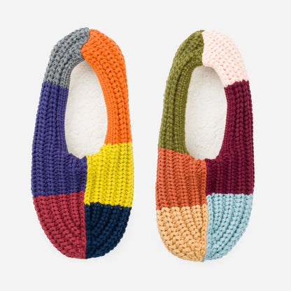 Mismatch Colorblock Ribbed Knit Slippers